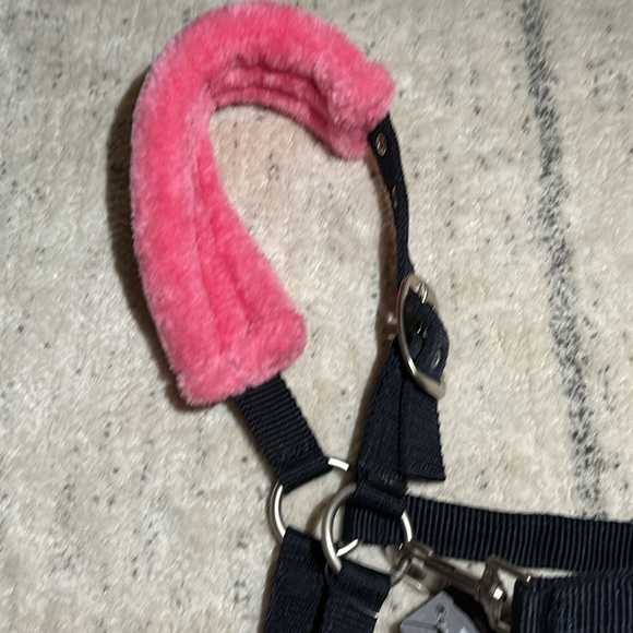 Hy Two Tone Faux Fur Halter / Navy/Pink - Picture 4 of 6